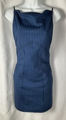Urban Outfitters Womens Sz Small Complex High Neck Mini Dress Denim Blue  Stripe | eBay