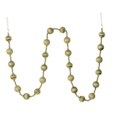 Vickerman 6' Plastic Stripe Ball Ornament Christmas Garland in Champagne Gold