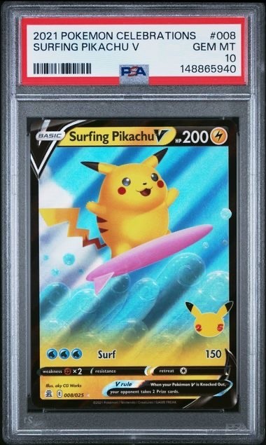ポケモンカードゲーム PIKACHU/SURFING PIKACHU V PSA10 SURFING PIKACHU V #008 PSA 10 2021 POKEMON CELEBRATIONS GEM MT | eBay