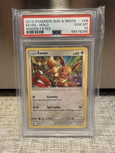 2019 Pokemon Sun & Moon Hidden Fates Eevee Holo #48/68 PSA 10 GEM MT TCG Rare