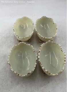 Multicolor Embossed Floral Scalloped Edges Japan Footed Bowls Lot Of 4