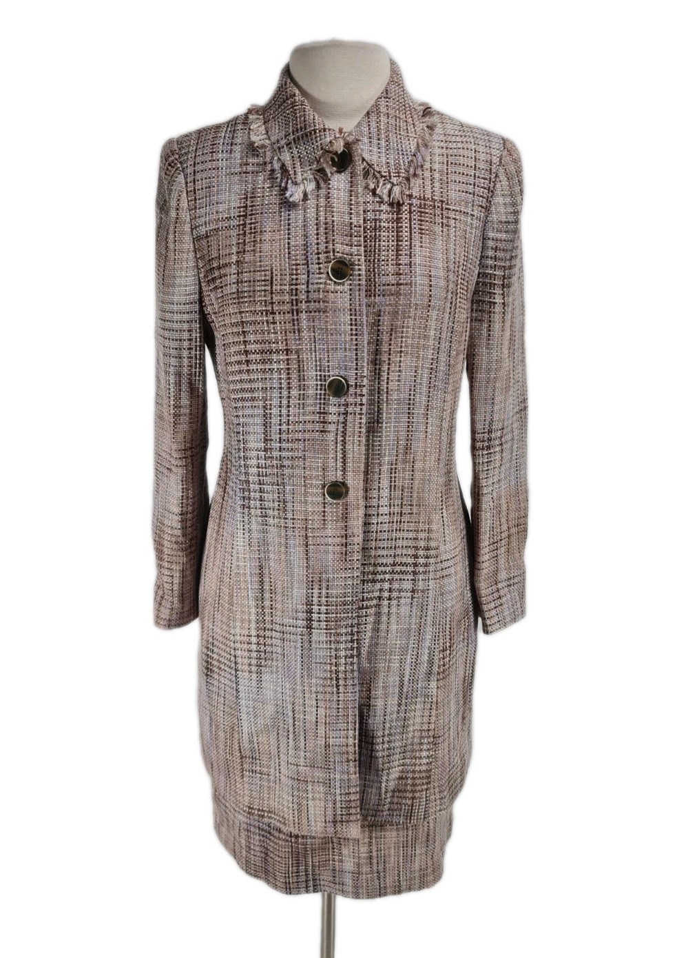 Le Suit Women Size 10 Tweed Career Skirt Suit 4 button Long Blazer 270DA