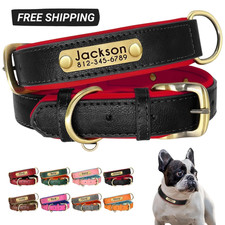 Soft Leather Personalized Dog Collar ID Tag Engraved for Small Medium Large Dogs