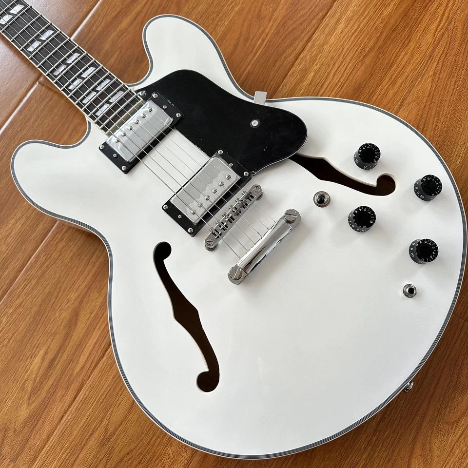 EE. UU. Envío Gratis Herrajes Cromados Guitarra Eléctrica ES-335 Blanca Foto 2 de 4