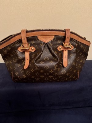 Louis Vuitton Monogram Brown Shoulder Bag Zip Closure Leather Trim Gold Brass