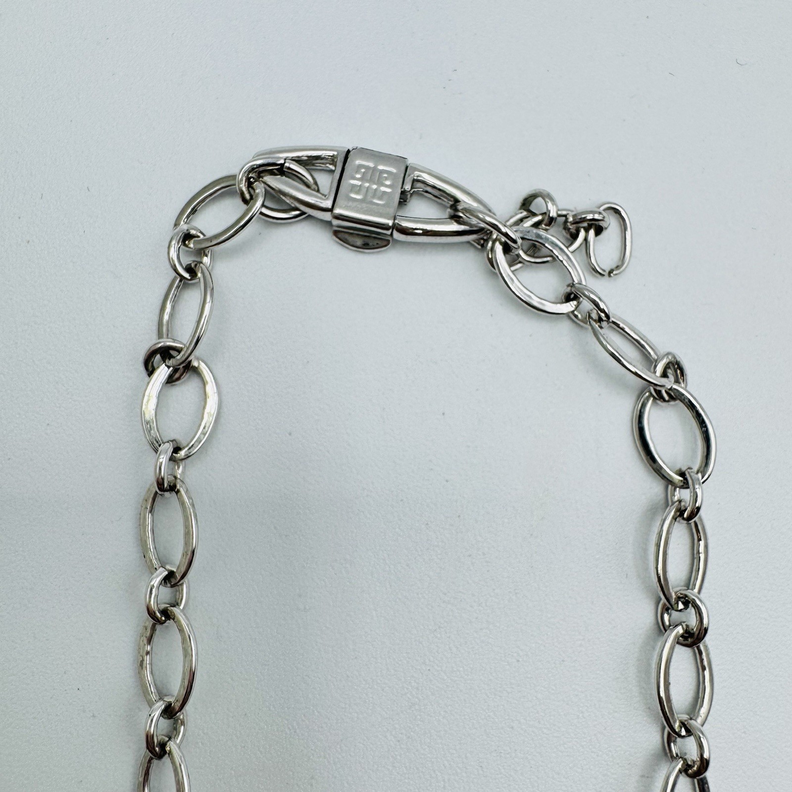 Vtg Givenchy Statement Necklace Silver Purple Fau… - image 5