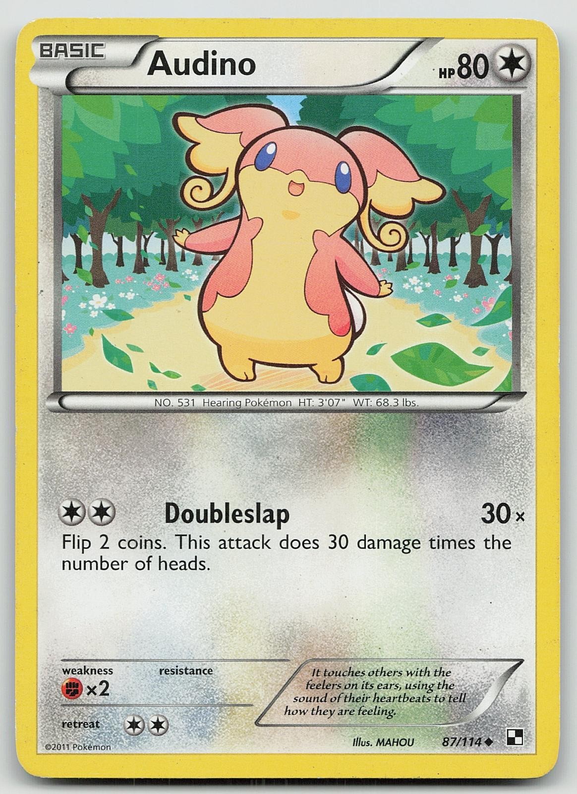 Pokemon Audino 87/114 Black & White Uncommon LP
