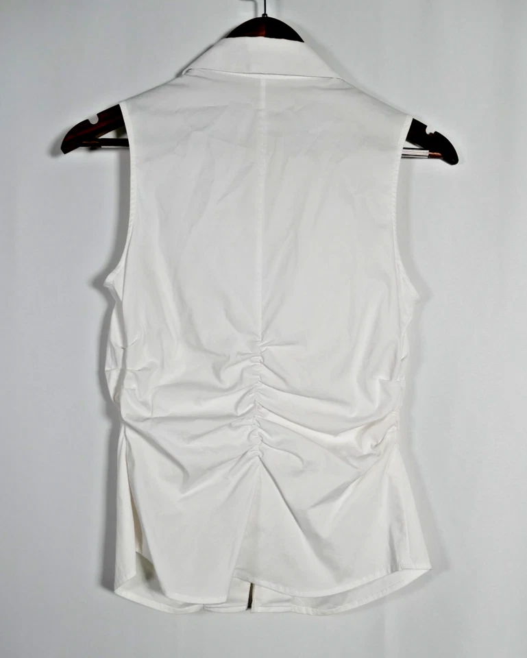 Top Express Para Mujer Y2K Cuello Acanalado Talla M Blanco Sin Mangas Preppy Cápsula Trabajo Foto 4 de 4