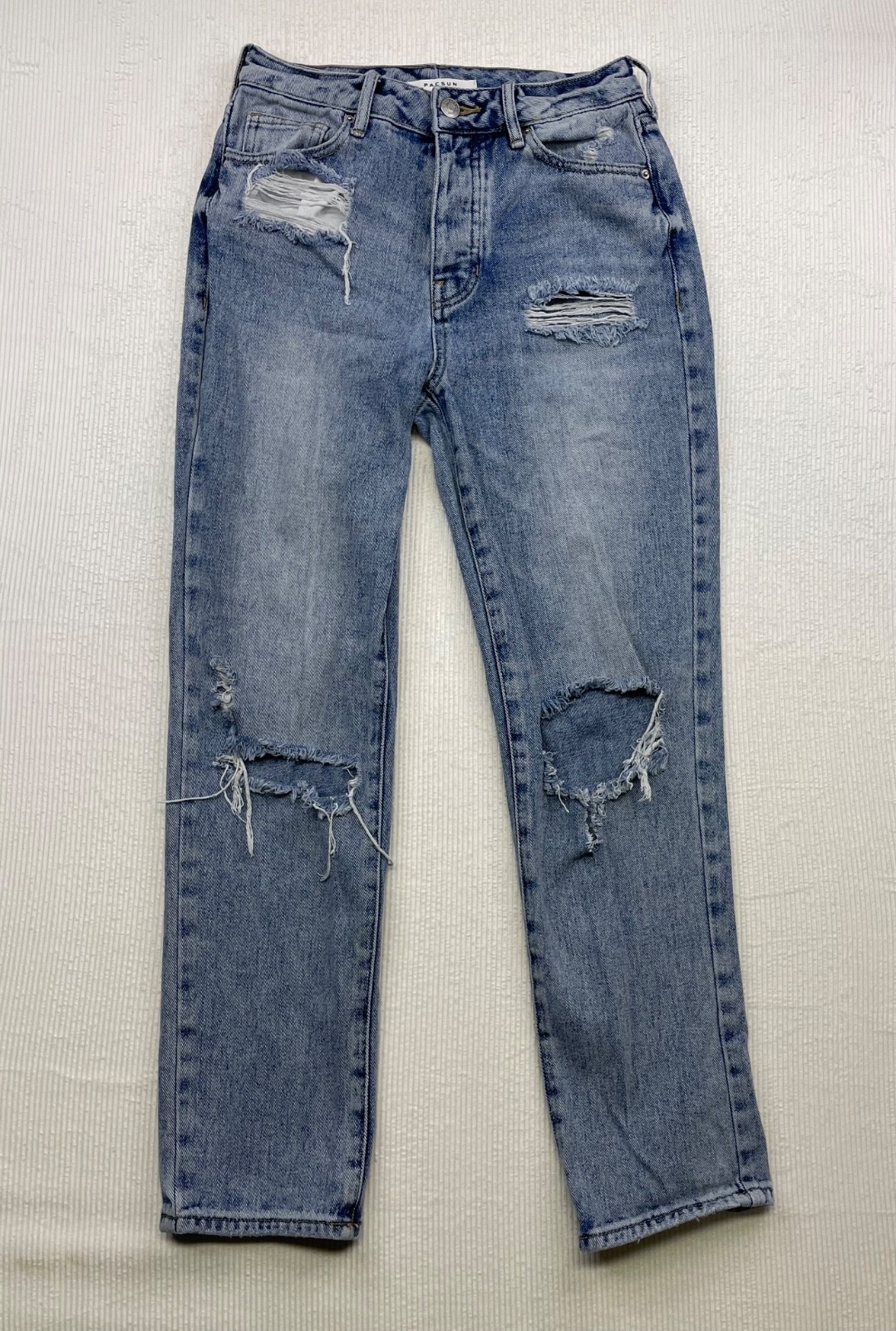 Pacsun Mom Jeans Women's Size 25 Mid Rise Button Fly Light Wash Denim Distressed-image
