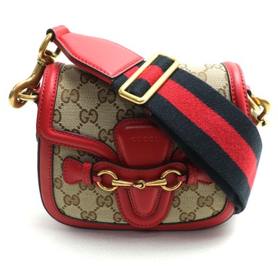 GUCCI Lady Web Shoulder Bag Beige Red 384821