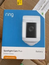 Ring - Spotlight Cam Plus Outdoor/Indoor Wireless 1080p Battery Camera - White