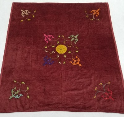 Vintage traditionelle usbekische Suzani handbestickte Samtplatte 136x128cm 