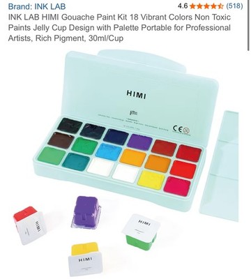 HIMI Gouache Paint Set, Jelly Cup 18 Vibrant Colors(30ml/Pcs)(GREEN) - BRAND New