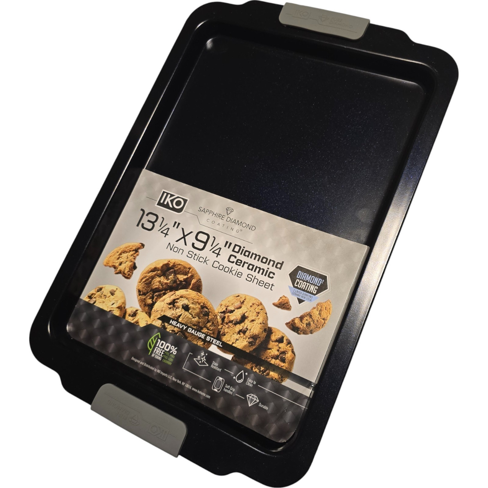 IKO 13 1/4 x 9 1/4 Diamond Ceramic Nonstick Cookie Sheet Heavy Gauge Steel New