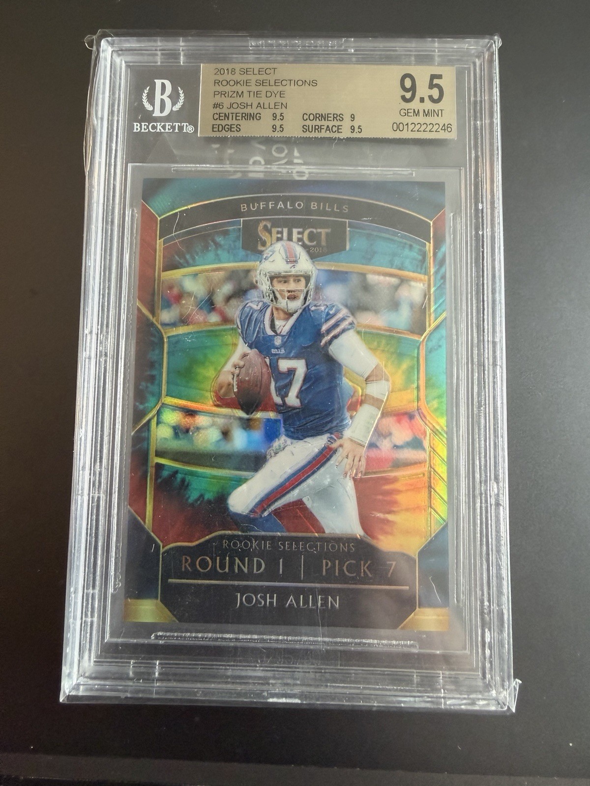2018 Panini Select Josh Allen Rookie Selections Tie-Dye Prizm /25 BGS 9.5