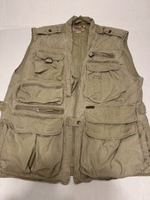 Woolrich Vest Jacket Mens Large KHAKI Full Zip Vented POCKETS Hunting Fishing