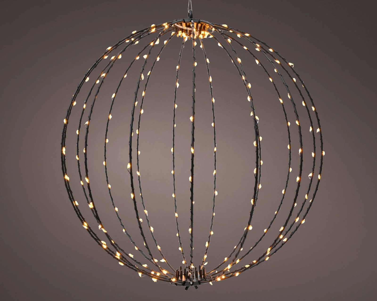 Black Christmas LED Ball Light Metal Sphere Light Ball & Timer Classic Warm 38cm
