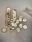 1957P WASHINGTON QUARTER 90% SILVER CH. BU BRILL UNC 40 COIN ROLL TYPE B REVERSE