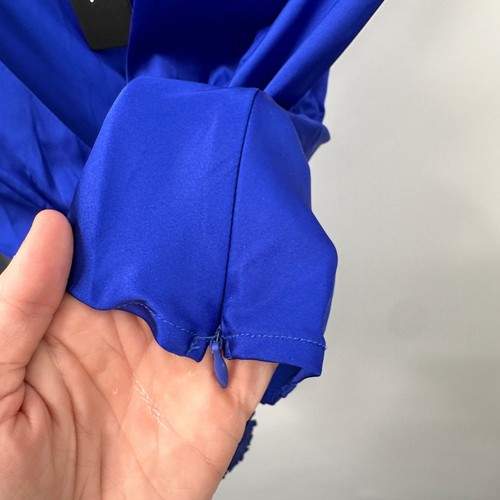 LULUS Head Held High Cobalt Blue Satin Long Sleeve Silky Blouse // XS - 第 10/12 張圖片