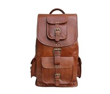 Men's Vintage Genuine Leather Backpack Laptop Bag Brown Travel Rucksack