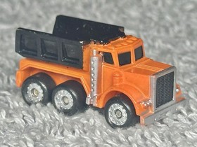 1987 Micro Machines Diecast Dump Truck Vehicle Orange & Black Trunk Bed Galoob