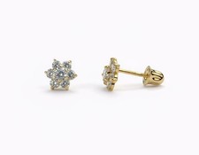 14k Yellow Gold Beautiful Flower Shaped Earrings for Women