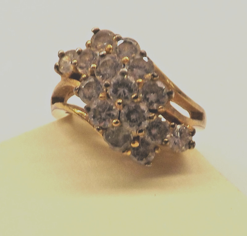 Vintage EDCO Faux Diamond (CZ) Waterfall Ring Size 7