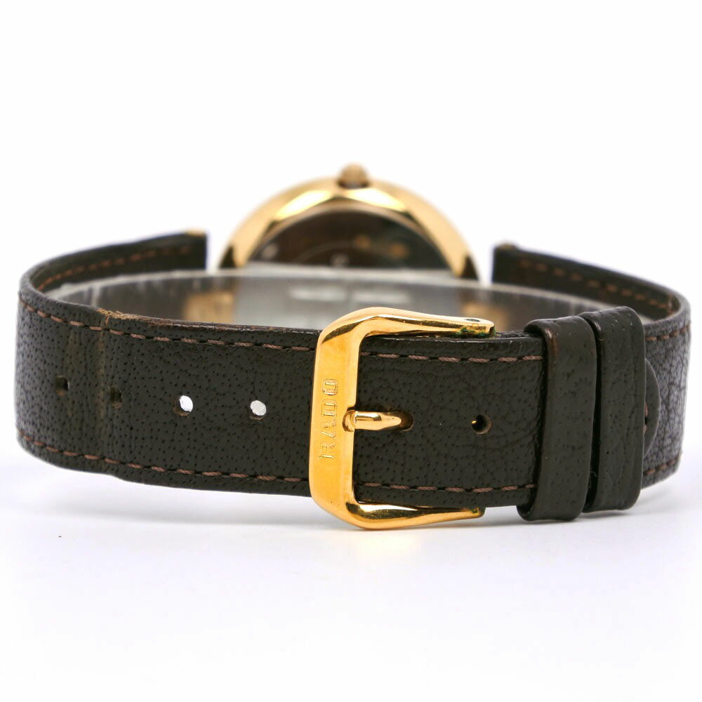 Rado Florence 160.3677.2 Gold Dial Quartz Watch Black Leather 