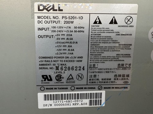 ALIMENTATION PS-5201-1D DELL 200W - Photo 6/8