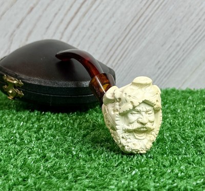 UNSMOKED SMS Meerschaum Pipe With Case. NOS, MINT, Vintage Rare Find.  Must See