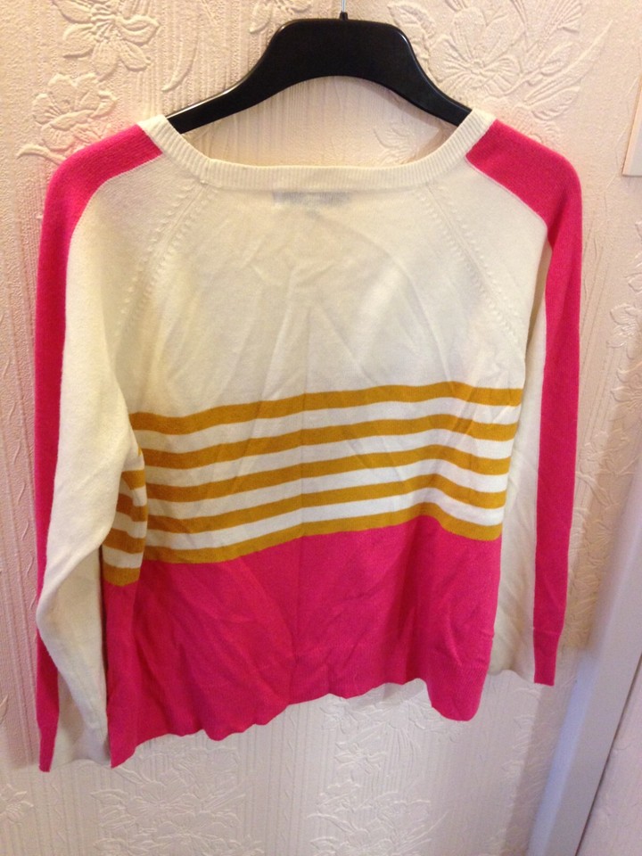 NEXT CREAM & PINK/MUSTARD STRIPE L/S JUMPER SIZE 12 eBay