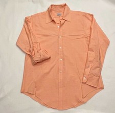 CRIPPEN Men's Size S Long Sleeve Cotton Button Front Shirt Orange Made in USA