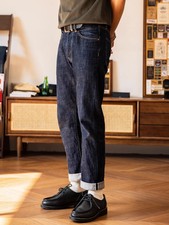 Mens Red Tornado AMEKAJI 710 Slim Fit Jeans 14oz One Wash Selvedge Denim Pants