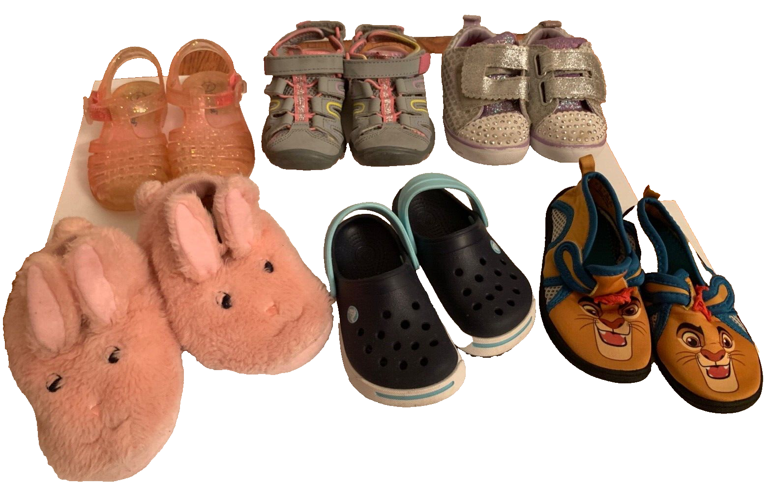 Lotto 6 paia scarpe bambina misura 7 e 8 sandali sneakers ciabatte wateshoes b4