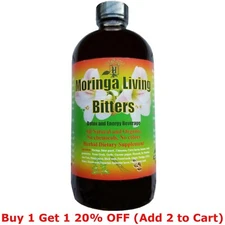 Organic Moringa Living Bitters, Herbal Dietary Supplement, Detox & Energy 16 OZ