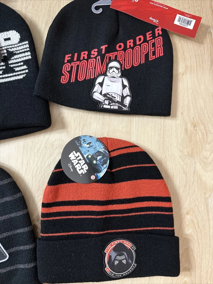 Star Wars Jedi Stormtrooper Kids Beanie Winter Hats Lot Of 6 + Gloves, Stocking - Image 4 of 4