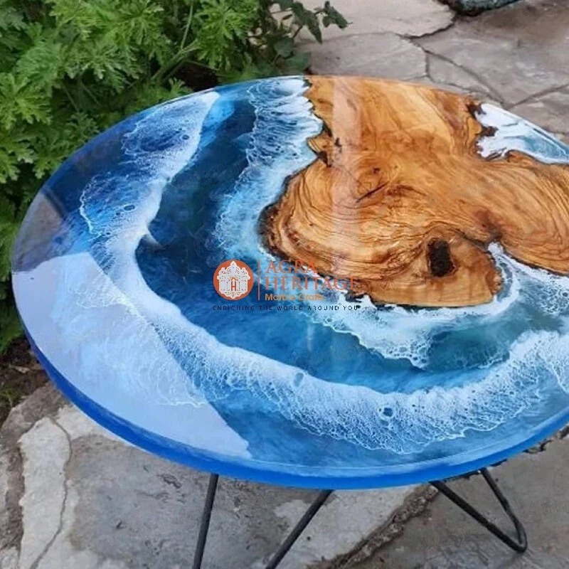 Luxury Epoxy Dining Table , Mix Epoxy Color Counter Table , Home Patio  Decors