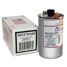 AmRad USA2217 Round Run Capacitor 50 uF MFD 370 / 440 Volt Made in USA