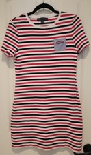 Tommy Hilfiger Dress Adult Small Striped Short Sleeve Crew Neck Patriotic