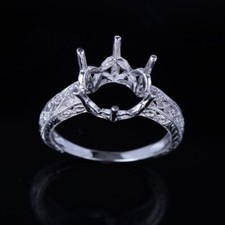 925 Sterling Silver Semi Mount Ring Setting 9mm Round Solitaire Promise Ring