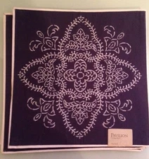 4 Pavillion Collection Navy Blue Placemat Tablewear Table Setting, Embroidered