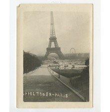 FERRIS WHEEL, W/ VINTAGE EIFFEL TOWER, PARIS SNAPSHOT PHOTO