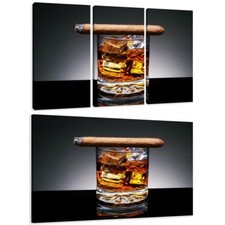 QUADRI DA PARETE SU TELA QUADRO SIGARO WHISKY VARIE MISURE STAMPA ARTISTICA 1501 C2