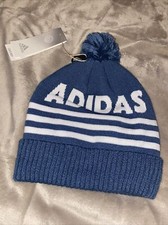Men's NEW Adidas Golf Font Beanie Hat Cap Blue/White
