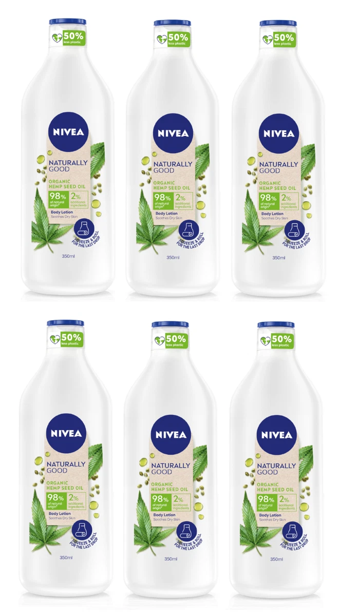 6 x Nivea Naturally Good ORGANIC HEMP SEED OIL Body Lotion 350ml