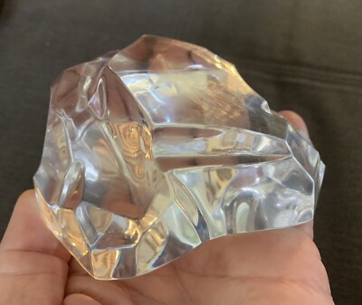 VINTAGE Val Saint Lamberts Iceberg Crystal Paperweight Signed