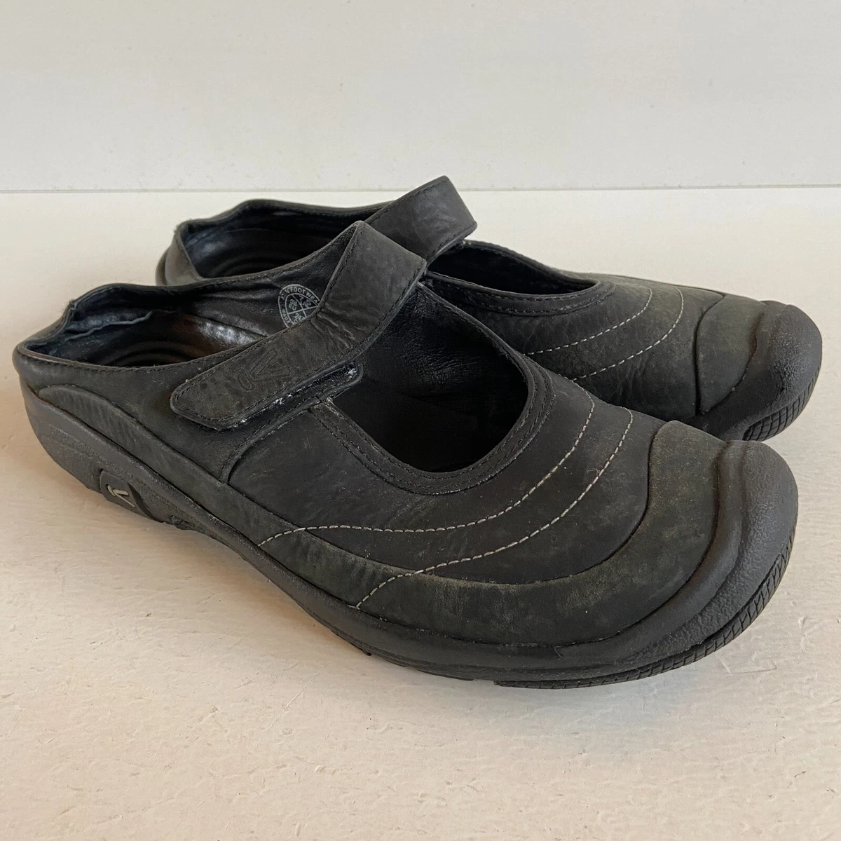 Keen Saratoga Leather Suede Mary Jane Slide Sandal Clog Shoes Womens 7.5 Black