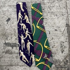 Lot 2 90s Polo Ralph Lauren Silk USA Made by Hand TIE NECKTIE Equestrian H03
