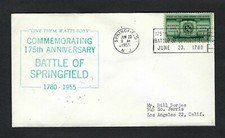 1955 Event Cover 175th Anniversary Of Battle Of Springfield, NJ Cachet & Slogan