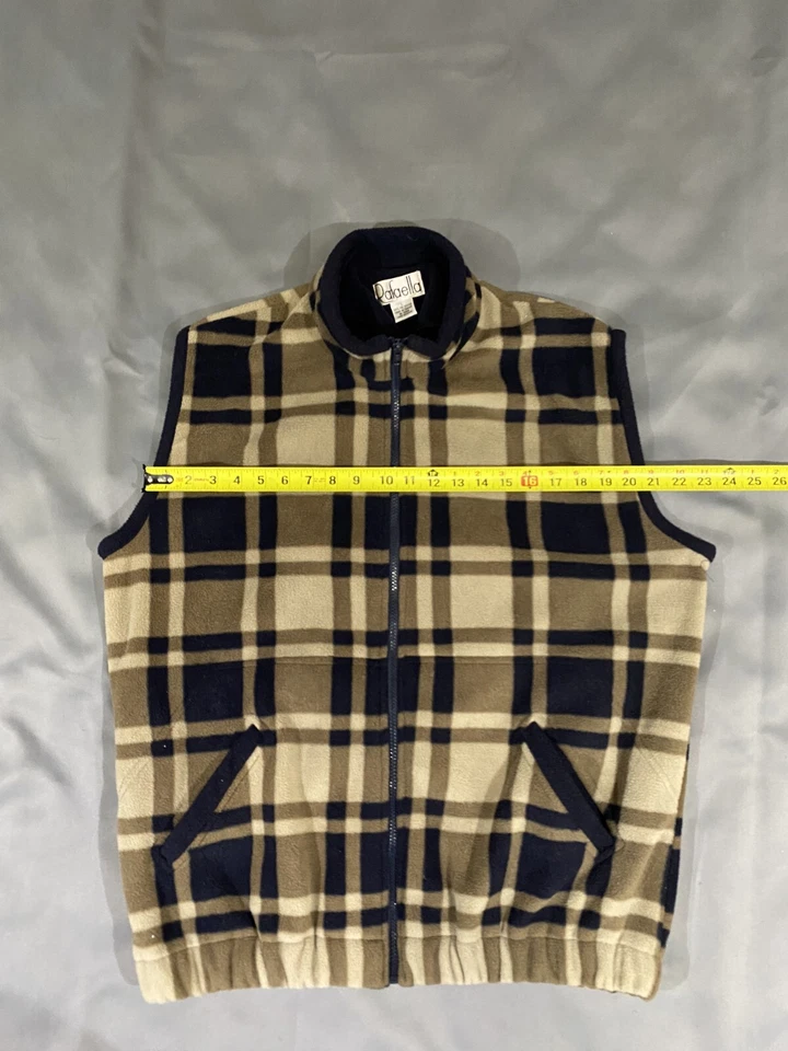 Vtg Rafaella Petites Buffalo Plaid Full Zip Fleece Sweater Vest Tan/Black Sz Lrg - Image 4 of 4